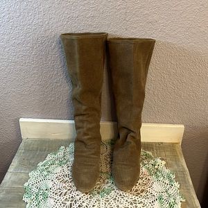 Stunning Sam Edelman Taupe Suede leather Mesh Tall Boots Sz 6.5